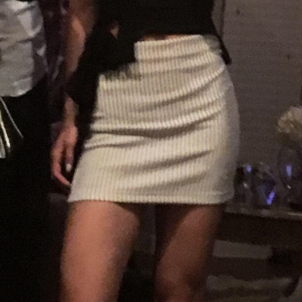 White & black striped skirt